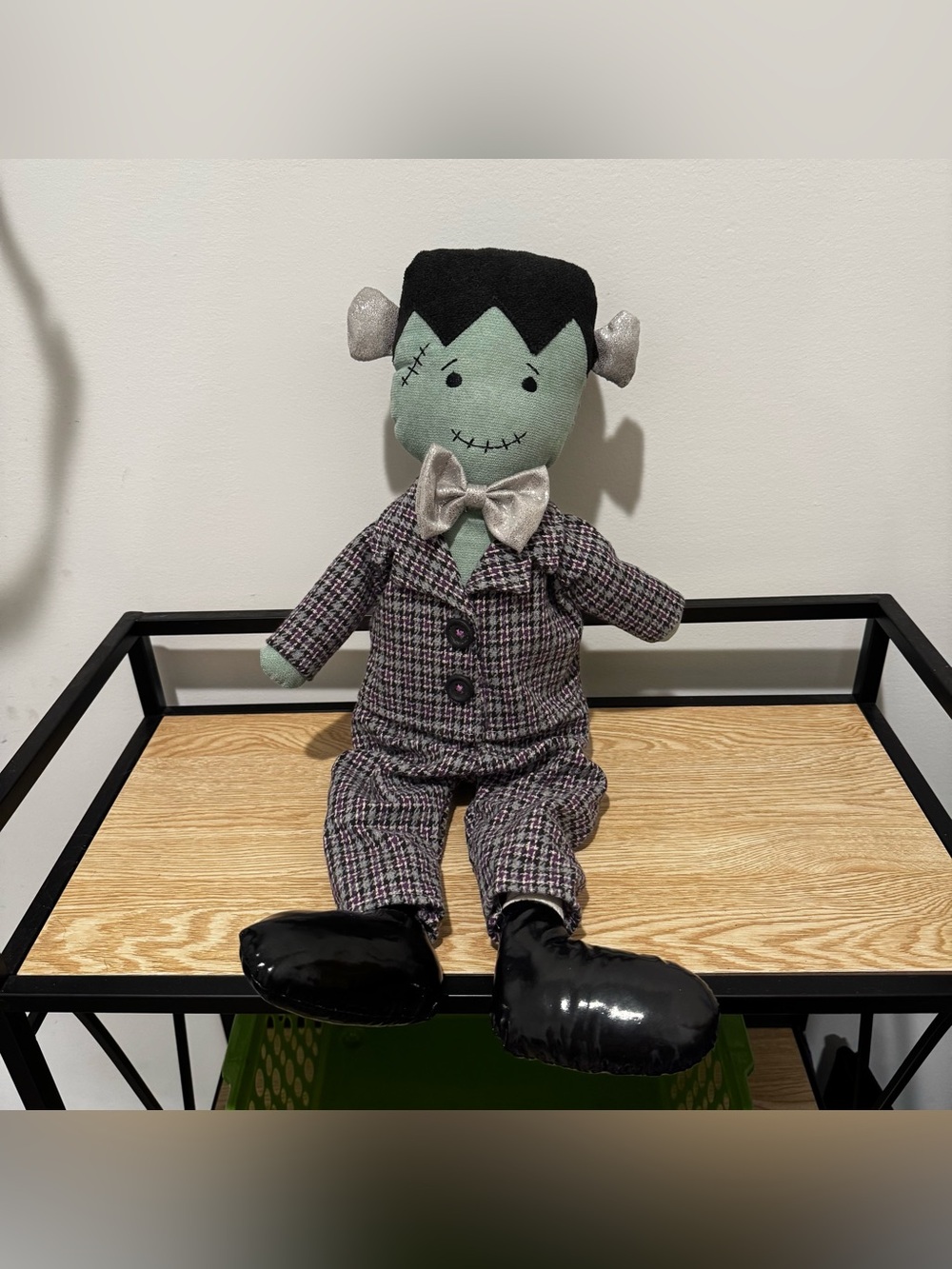 Green Frankenstein Plush Doll with Plaid Suit